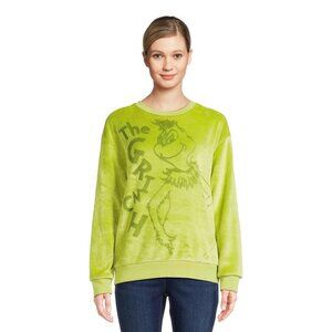 Dr. Suess The Grinch Green Plush Crewneck Christmas Sweater
